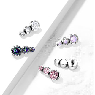Titanium Top top 3 zirconias bezel setting Internally Threaded