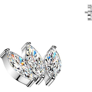 Titanium top 3 marquise cubic zirconia fan Internally Threaded