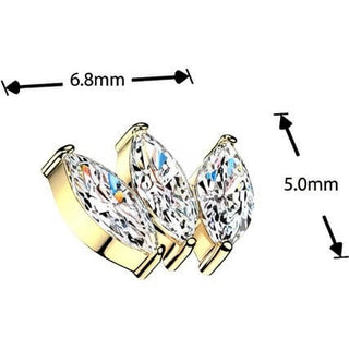 Titanium top 3 marquise cubic zirconia fan Internally Threaded