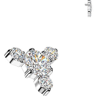 Titanium top round cubic zirconia with 3 small cubic zirconias Internally Threaded