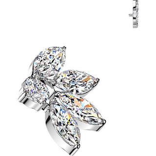 Titanium top 4 marquise cubic zirconia fan with round cubic zirconia Internally Threaded