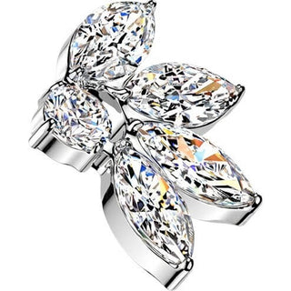 Titanium top 4 marquise cubic zirconia fan with round cubic zirconia Internally Threaded