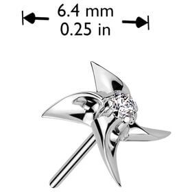 Solid Gold 14 Carat top pinwheel zirconia Push-In