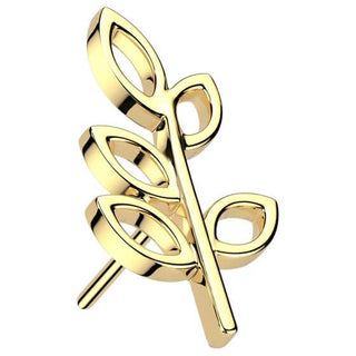 Solid Gold 14 Carat top Olive Leaf Push-In