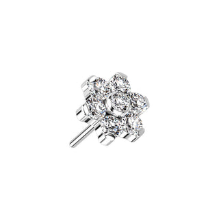 Titanium Top Top Flower Zirconia Silver Push-In