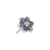 Titanium Top Top Flower Zirconia Silver Push-In