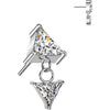 Titanium top prong set triangle cubic zirconia with dangle Push-In