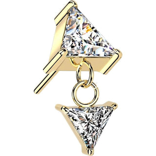 Titanium Top top prong set triangle cubic zirconia with dangle Push-In