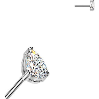 Titanium top prong set teardrop cubic zirconia Push-In