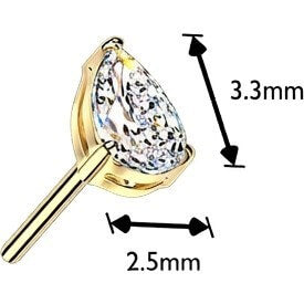 Titanium top prong set teardrop cubic zirconia Push-In