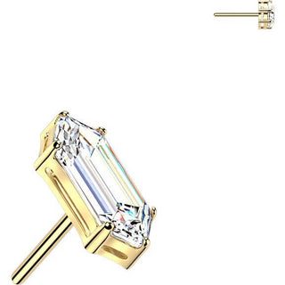 Titanium top prong set elongated hexagon cubic zirconia Push-In