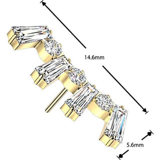 Titanium top baguette and round cubic zirconia crown Push-In