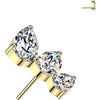 Titanium top three pear cubic zirconia fan Push-In
