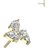Titanium top pear cubic zirconia pinwheel Push-In