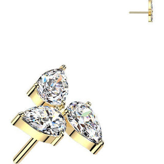 Titanium top pear cubic zirconia pinwheel Push-In