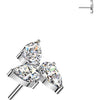 Titanium top pear cubic zirconia pinwheel Push-In