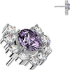 Titanium top heart shaped round cubic zirconia cluster Push-In
