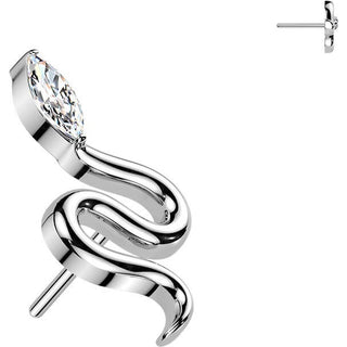 Titanium top snake with marquise cubic zirconia head Push-In