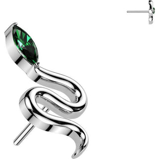 Titanium top snake with marquise cubic zirconia head Push-In
