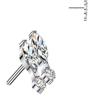 Titanium Top top double marquise and round cubic zirconia Push-In