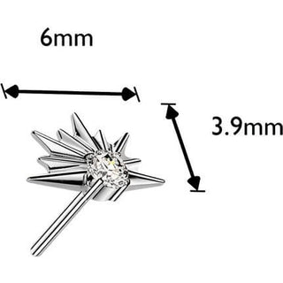 Titanium top half starburst with cubic zirconia center Push-In