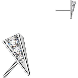 Titanium top 3d triangle prism cubic zirconia Push-In