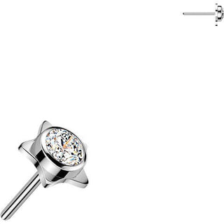 Titanium top star with bezel set cubic zirconia center Push-In