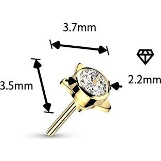 Titanium top star with bezel set cubic zirconia center Push-In