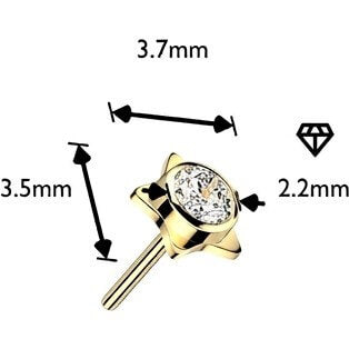 Titanium top star with bezel set cubic zirconia center Push-In