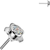 Titanium top flower with bezel set cubic zirconia center Push-In