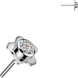 Titanium top flower with bezel set cubic zirconia center Push-In
