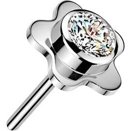 Titanium top flower with bezel set cubic zirconia center Push-In