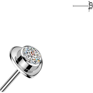 Titanium top heart with bezel set cubic zirconia center Push-In