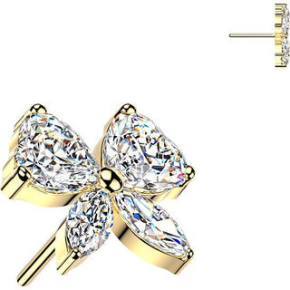 Titanium top butterfly with heart and marquise cubic zirconia wings Push-In