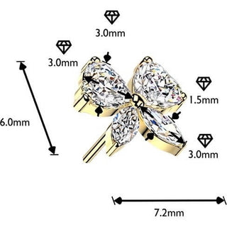Titanium top butterfly with heart and marquise cubic zirconia wings Push-In