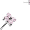 Titanium top 4 cubic zirconia flower Push-In