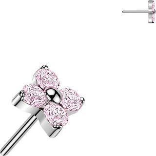 Titanium top 4 cubic zirconia flower Push-In