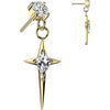 Titanium Top Top Cross Dangle Kite Zirconia Push-In