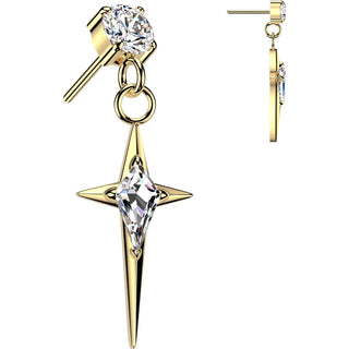 Titanium Top Top Cross Dangle Kite Zirconia Push-In