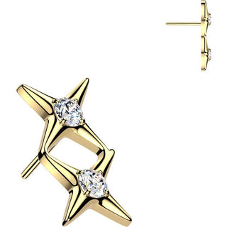 Titanium Top Top Double Star Zirconia Centers Push-In
