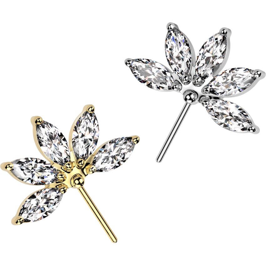 markise schliff Titan Top Blume Zirkonia im Markisen Schliff Push-In – PiercingXXL