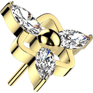 Titanium Top triangle ball 3 marquise cut zirconia Push-In