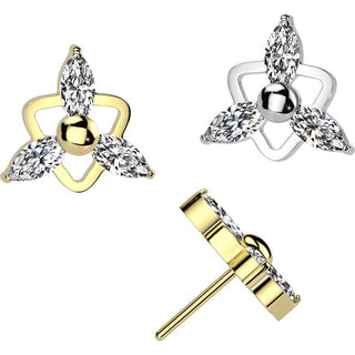 Titanium Top triangle ball 3 marquise cut zirconia Push-In