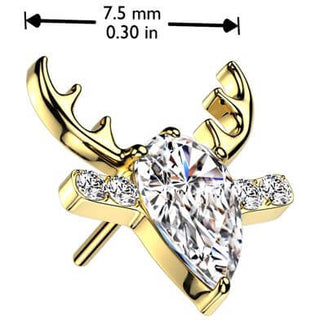 Titanium top reindeer head zirconia Push-In