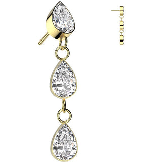Titanium Top top teardrop dangle zirconia Push-In