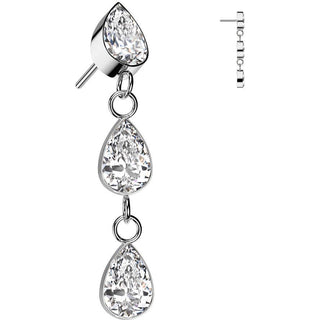 Titanium Top top teardrop dangle zirconia Push-In