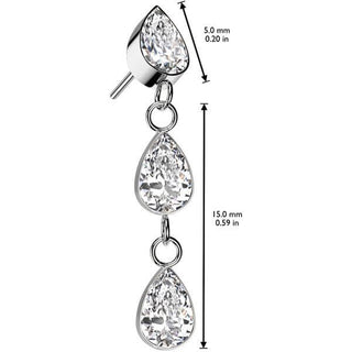 Titanium top teardrop dangle zirconia Push-In