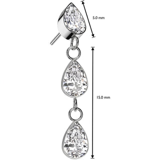 Titanium Top top teardrop dangle zirconia Push-In