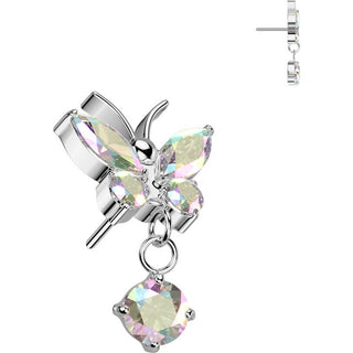 Titanium top butterfly zirconia dangle Push-In