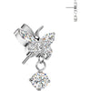 Titanium top butterfly zirconia dangle Push-In